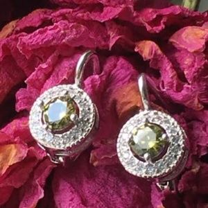Peridot Drop Earrings Sterling Silver
